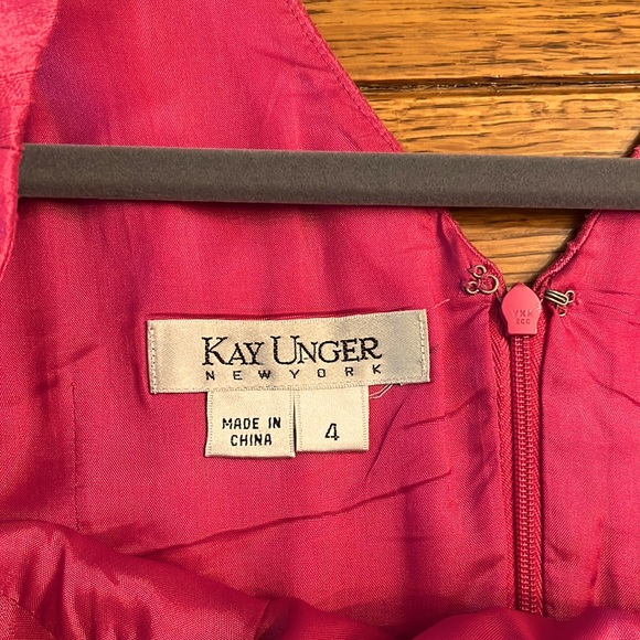 Kay Unger silk cocktail dress with belt (pink, size 4) - Picture 11 of 15